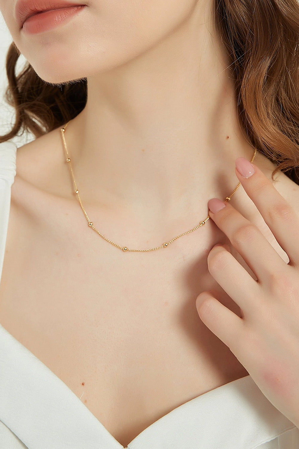 Elise' Gold Ball Satellite Chain Necklace