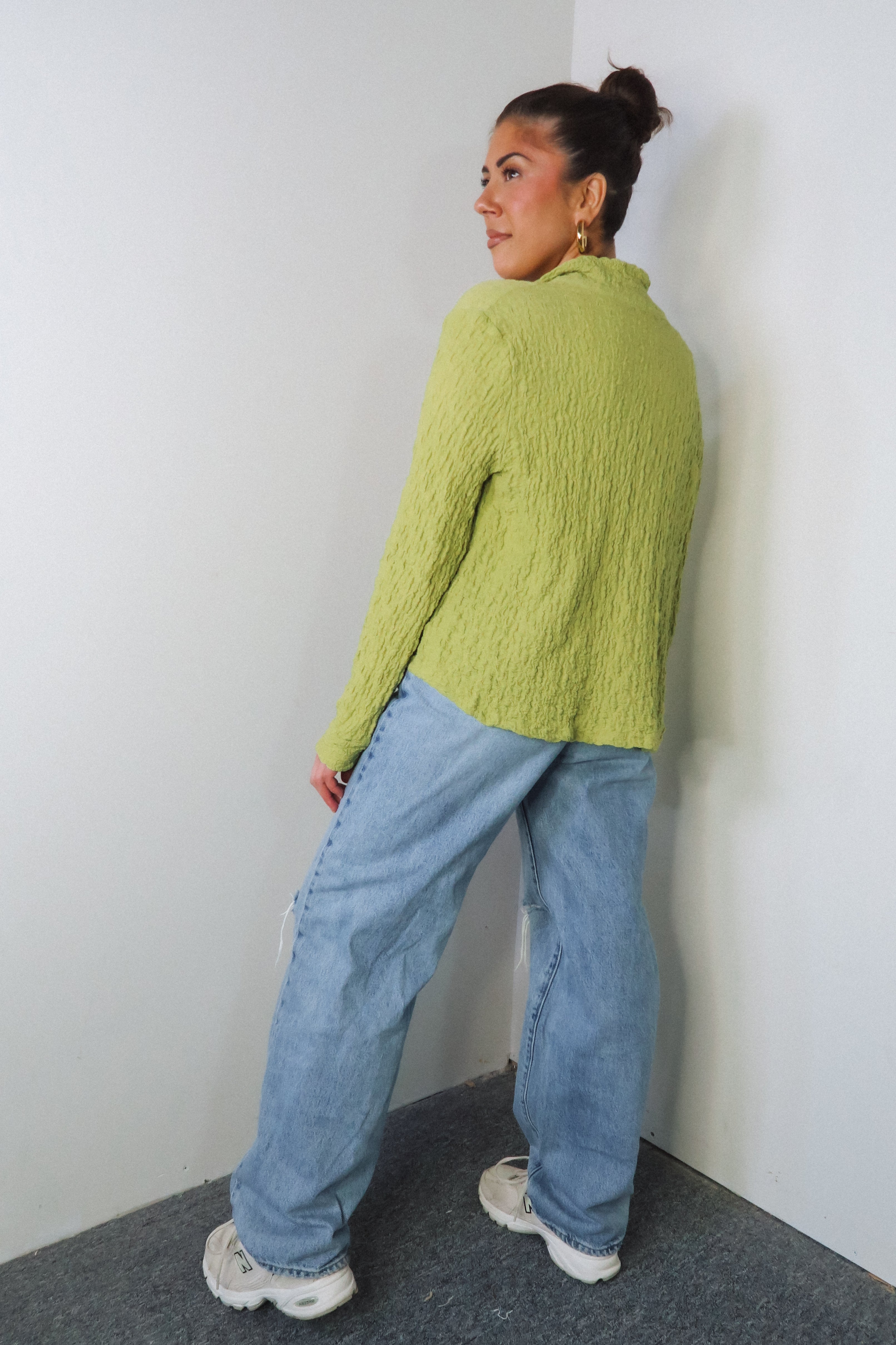 'Aubree' Knit Popcorn Button-Up Shirt - Tops - The Green Brick Boutique