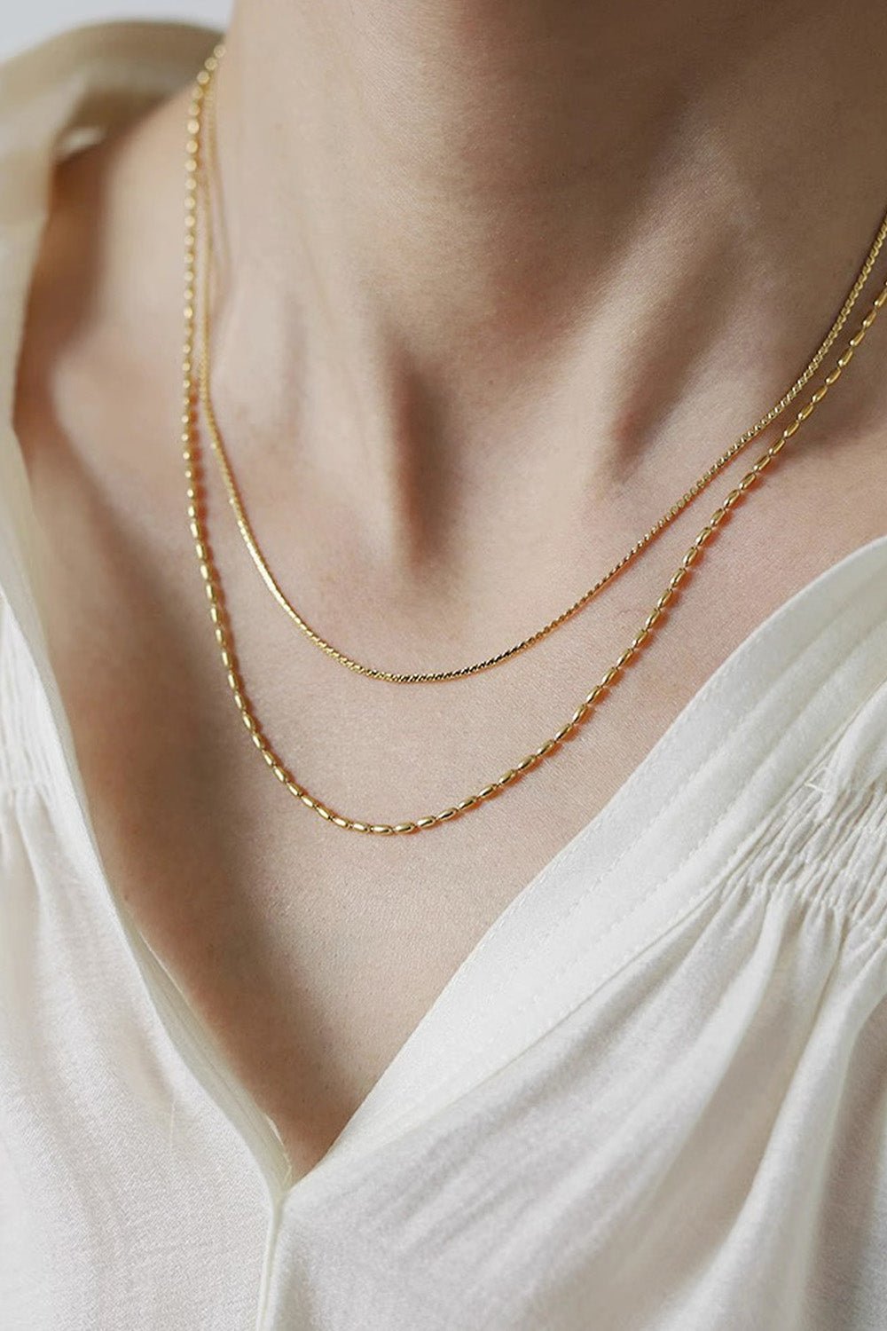 Gold Double Strand Dainty Chain Minimalist Necklace