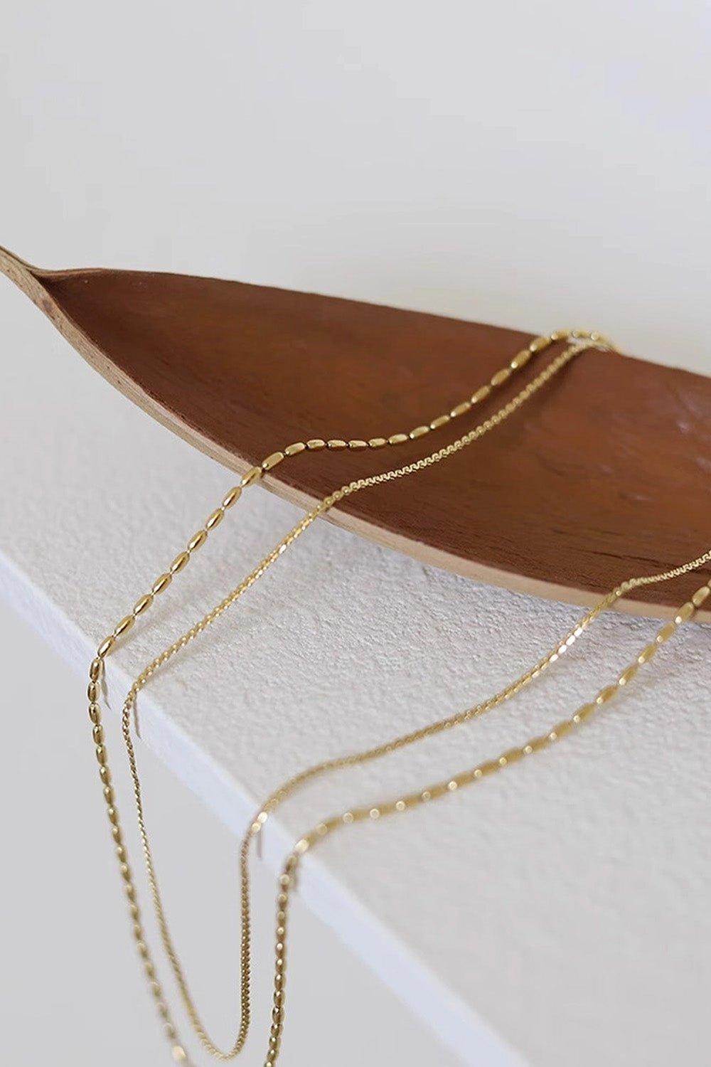 Gold Double Strand Dainty Chain Minimalist Necklace - Necklace - The Green Brick Boutique