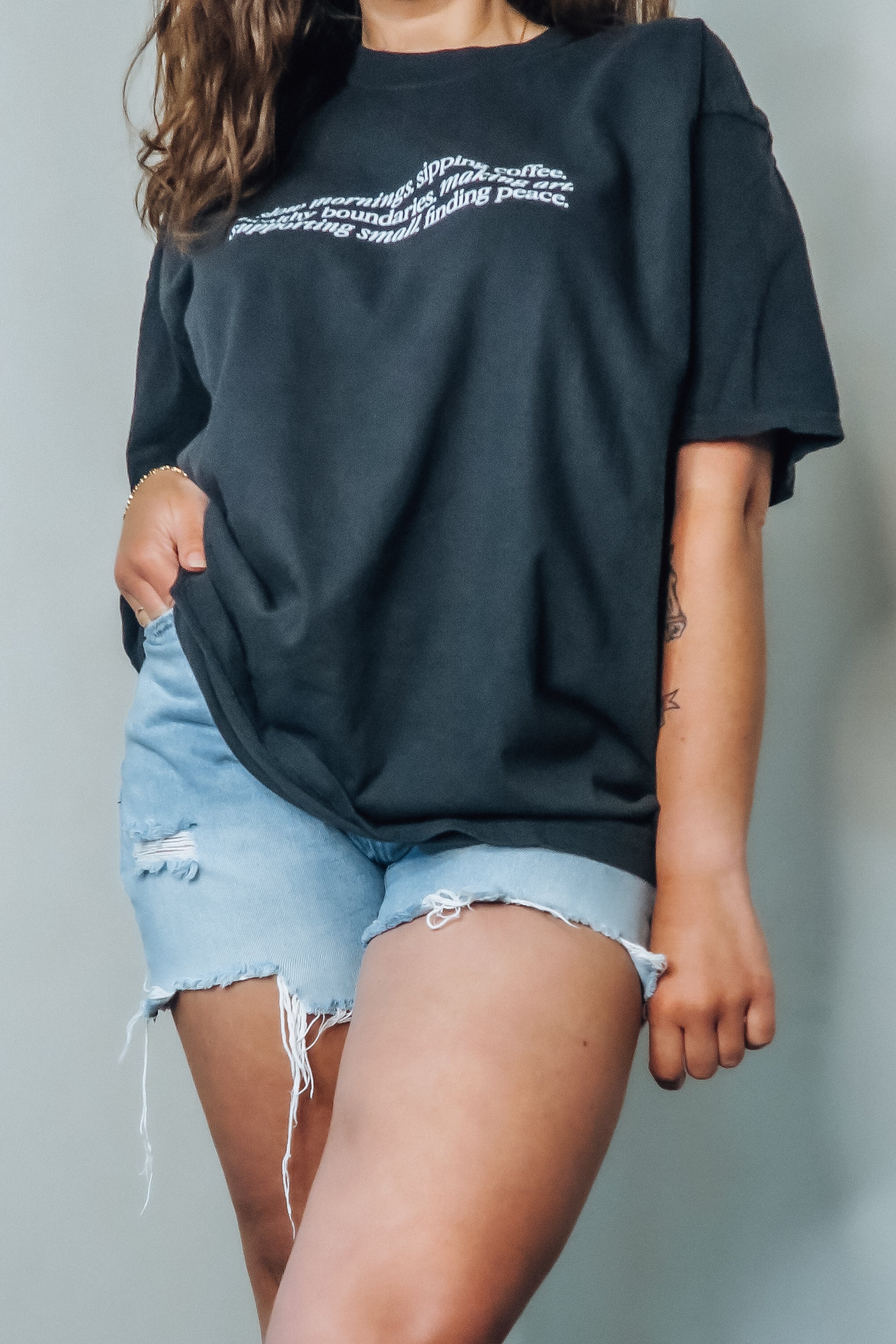 'Slow Mornings' Oversize Graphic T-Shirt - Tops - The Green Brick Boutique