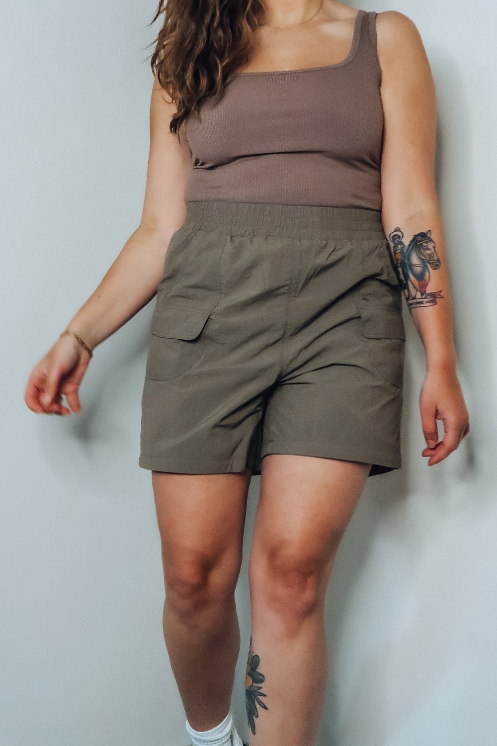 Water Resistant Nylon Cargo Shorts - Bottoms - The Green Brick Boutique