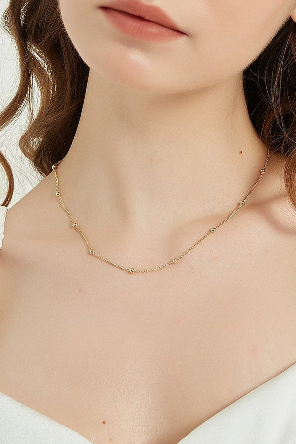 'Elise' Gold Ball Satellite Chain Necklace