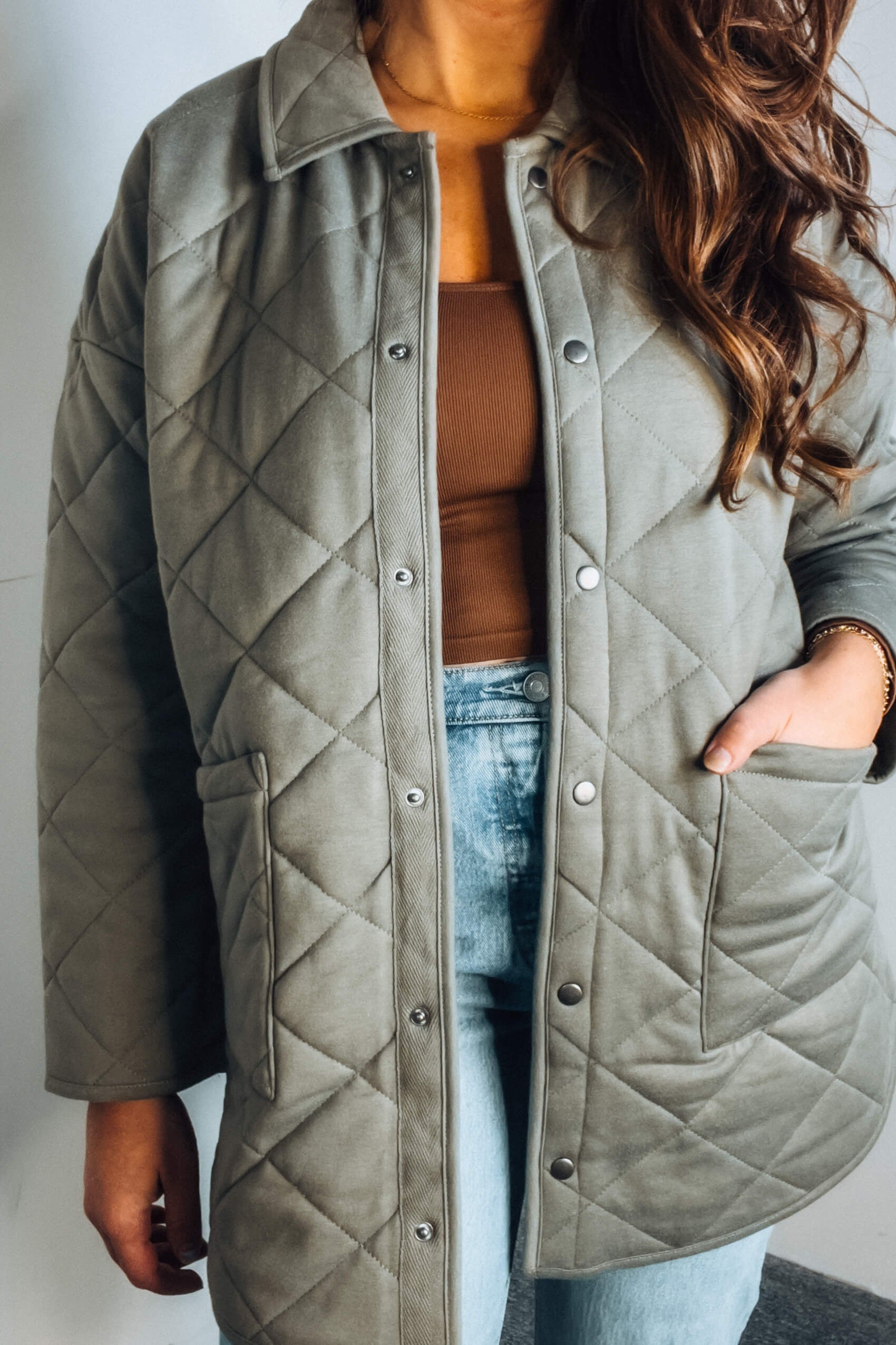 Down Long Quilted Parka Jacket - Tops - The Green Brick Boutique