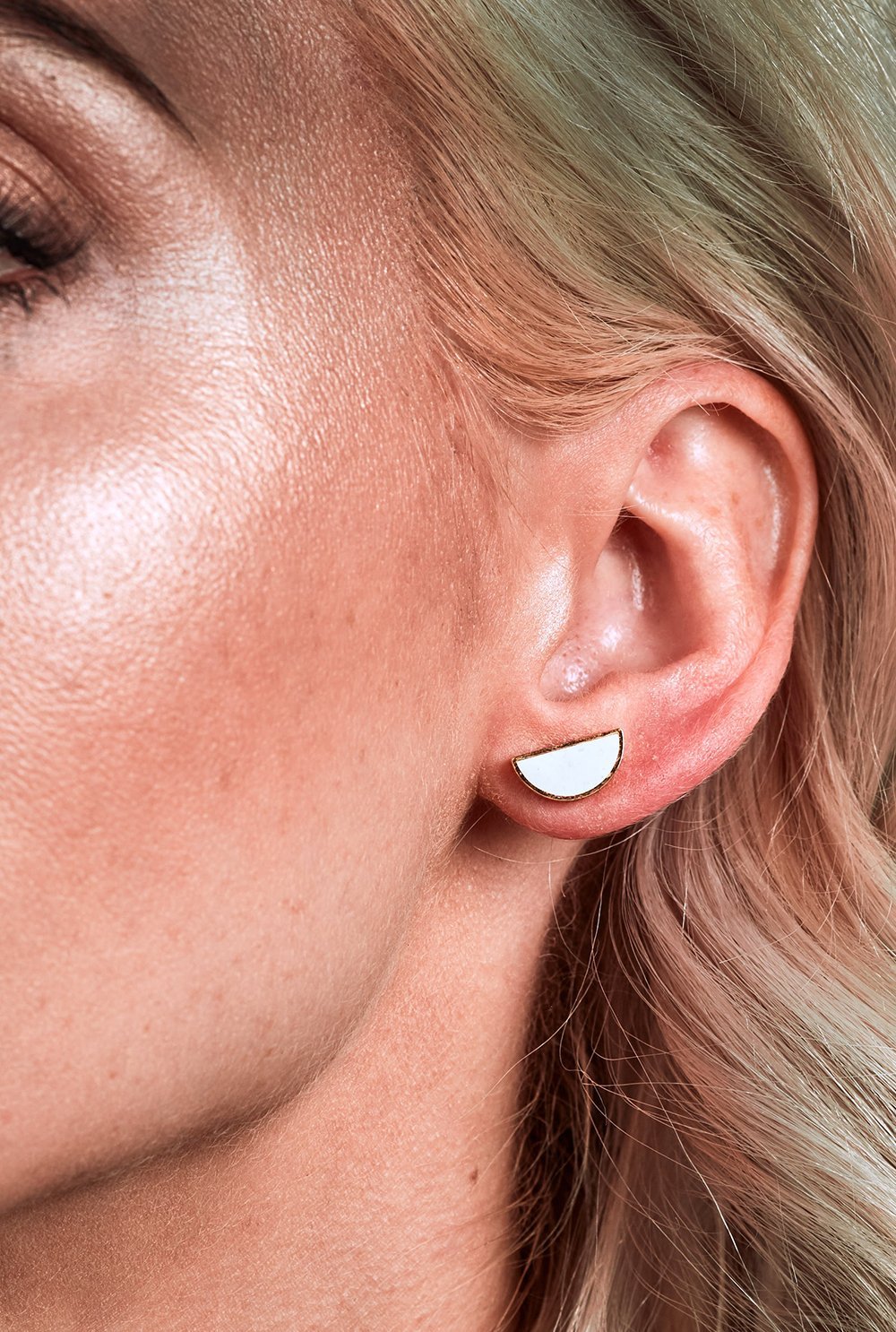 'Half Moon' Speckled Stud Earrings - Earrings - The Green Brick Boutique