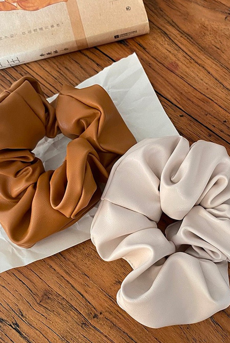 Large Leather Scrunchies - Bath & Body - The Green Brick Boutique