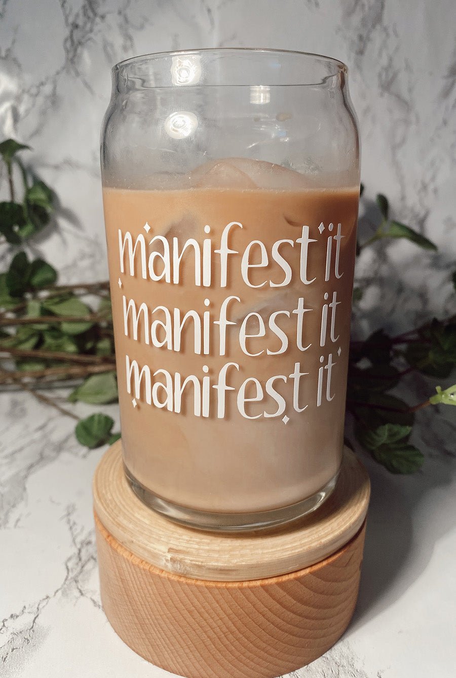 'Manifest It' Beer Can Glass - Drinkware - The Green Brick Boutique