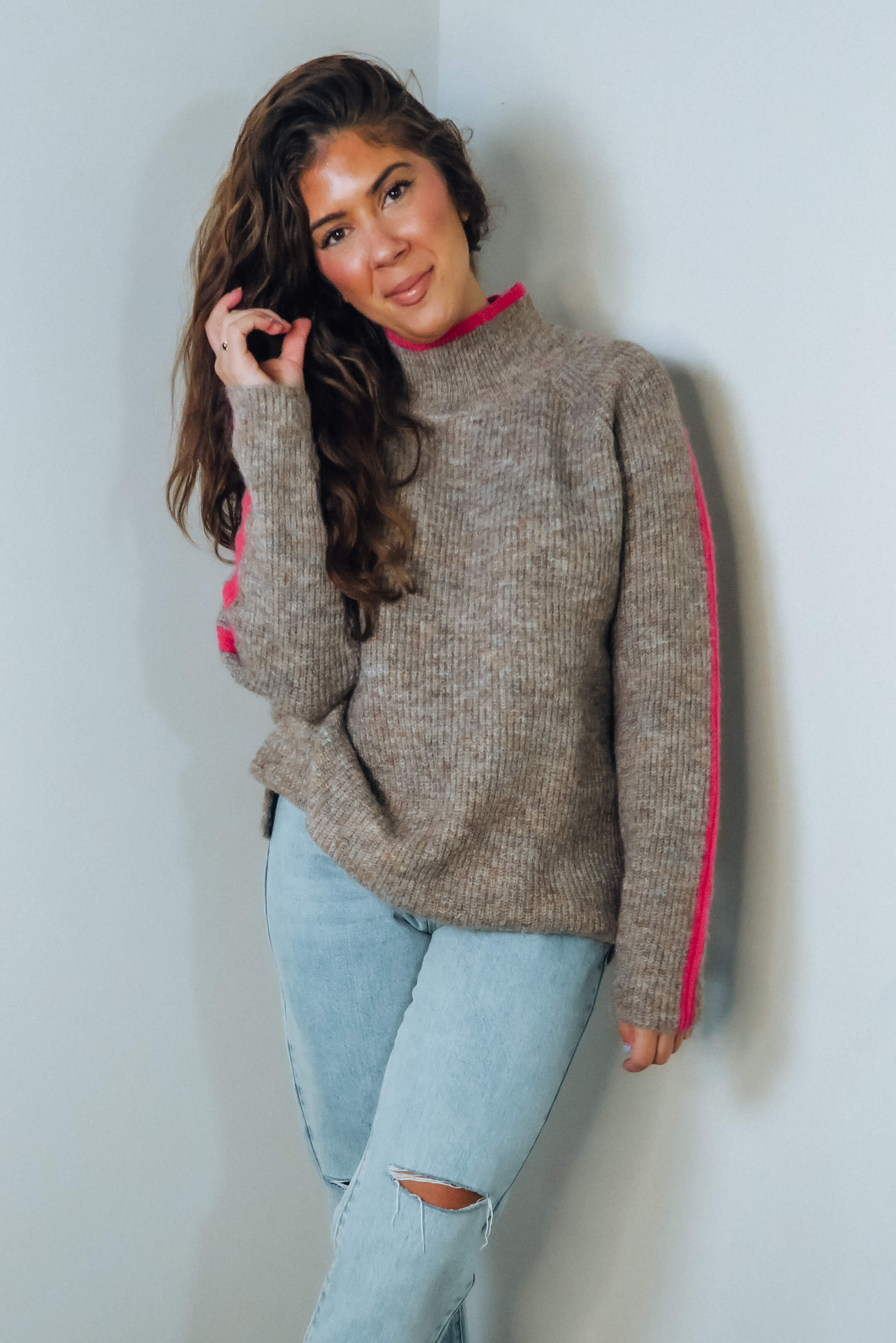 Marled Raglan Sleeve Funnel Neck Sweater - Tops - The Green Brick Boutique