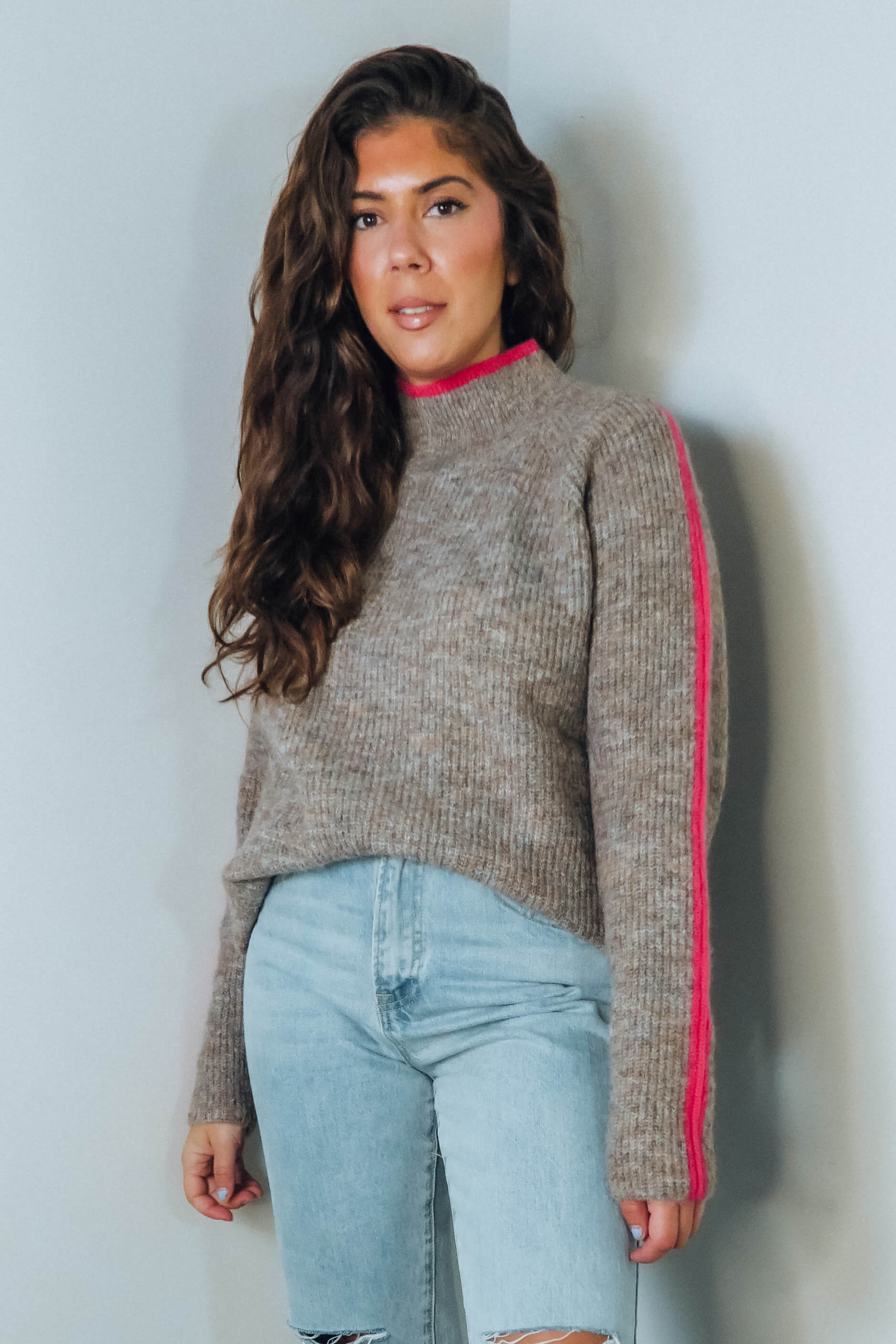 Marled Raglan Sleeve Funnel Neck Sweater - Tops - The Green Brick Boutique