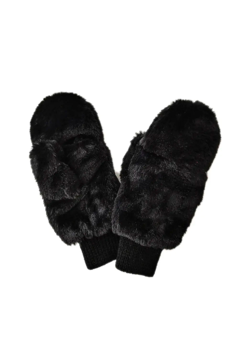 Solid Convertible Faux Fur Mittens - Mittens - The Green Brick Boutique