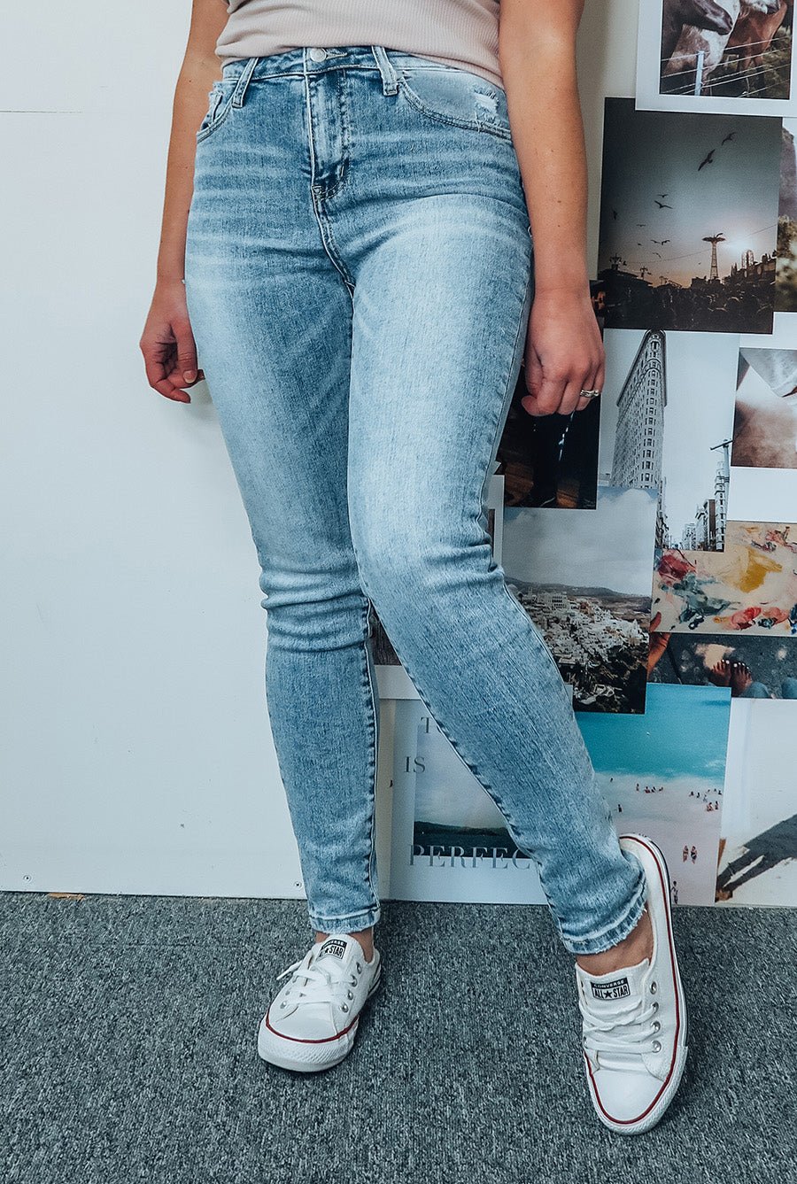 VERVET 'Haylie' 90's High Rise Skinny Jeans - Pants - The Green Brick Boutique
