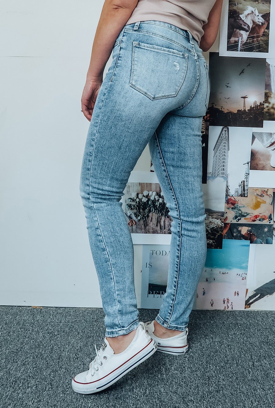 VERVET 'Haylie' 90's High Rise Skinny Jeans - Pants - The Green Brick Boutique