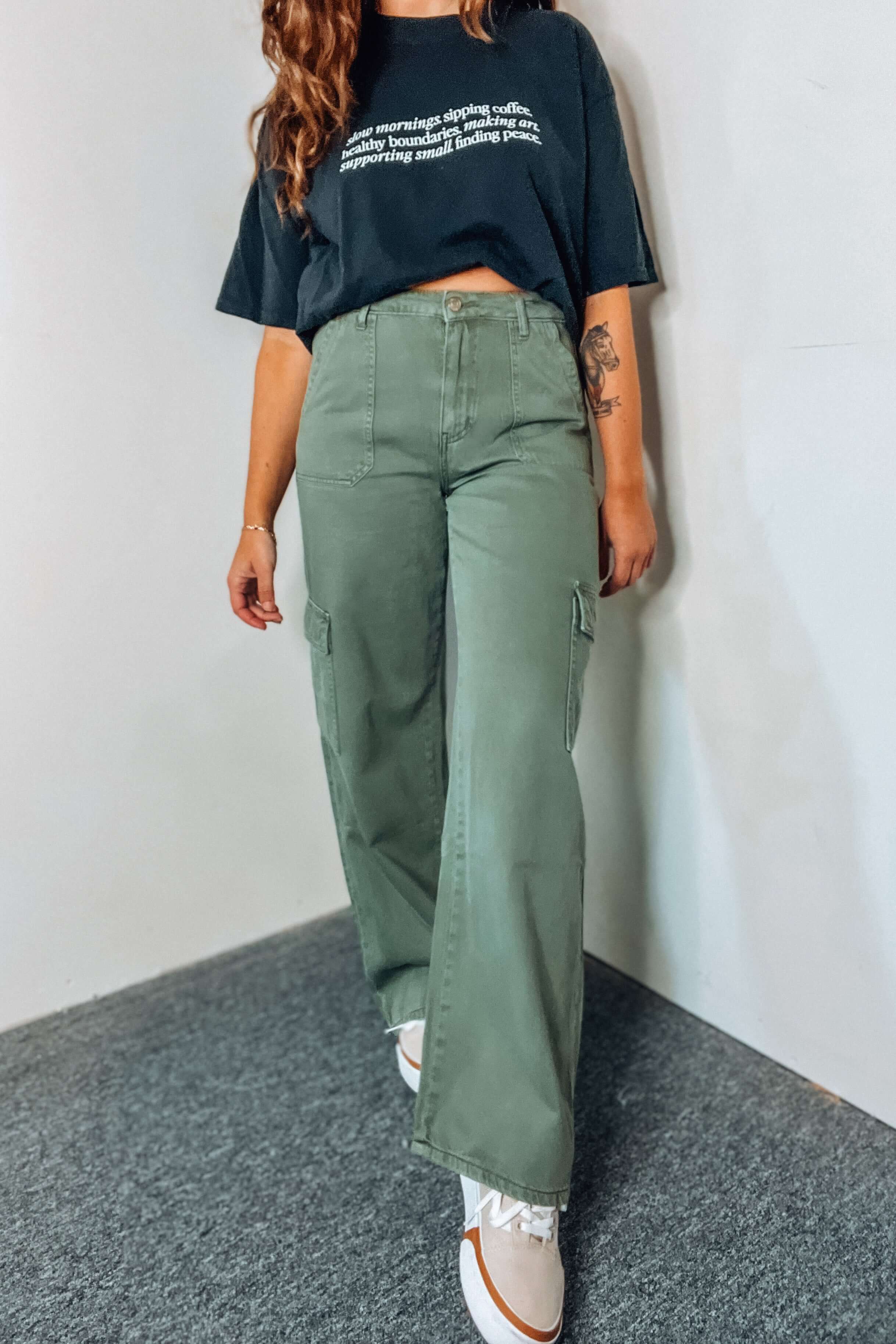 Vervet High Rise Utility Wide Leg Cargo Pants